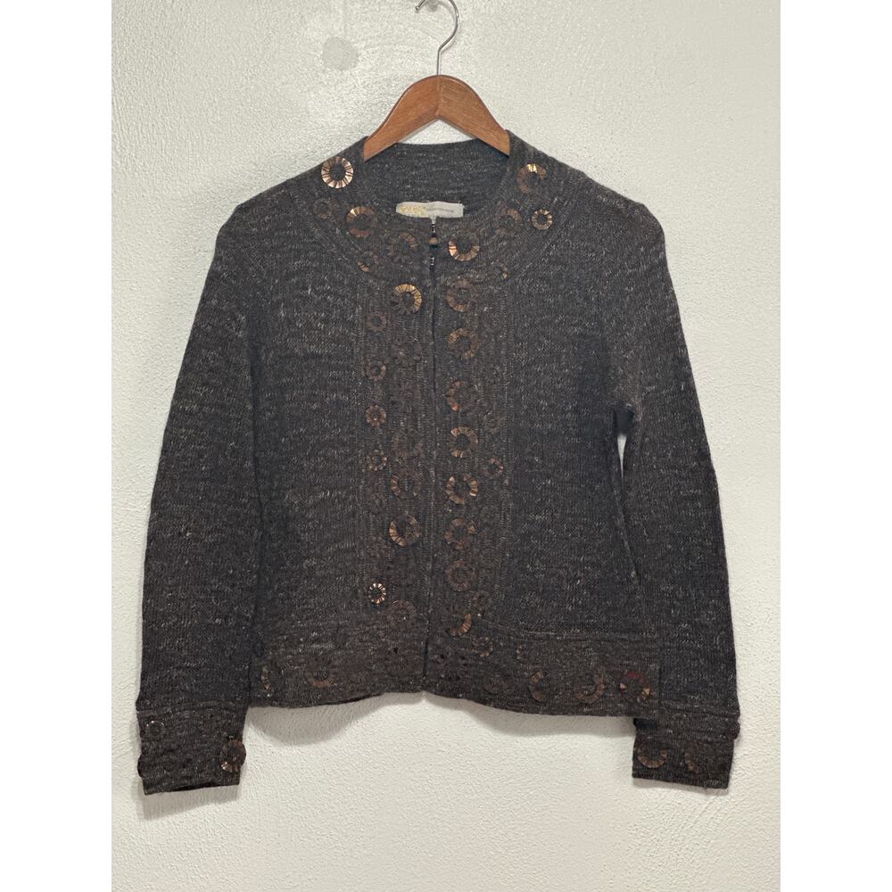 Mara Khodara Quite Luxury Soft Cardigan Sweater Copper Rings M Black Designer